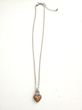 Two-Tone Heart Pendant Necklace - Silver and Gold